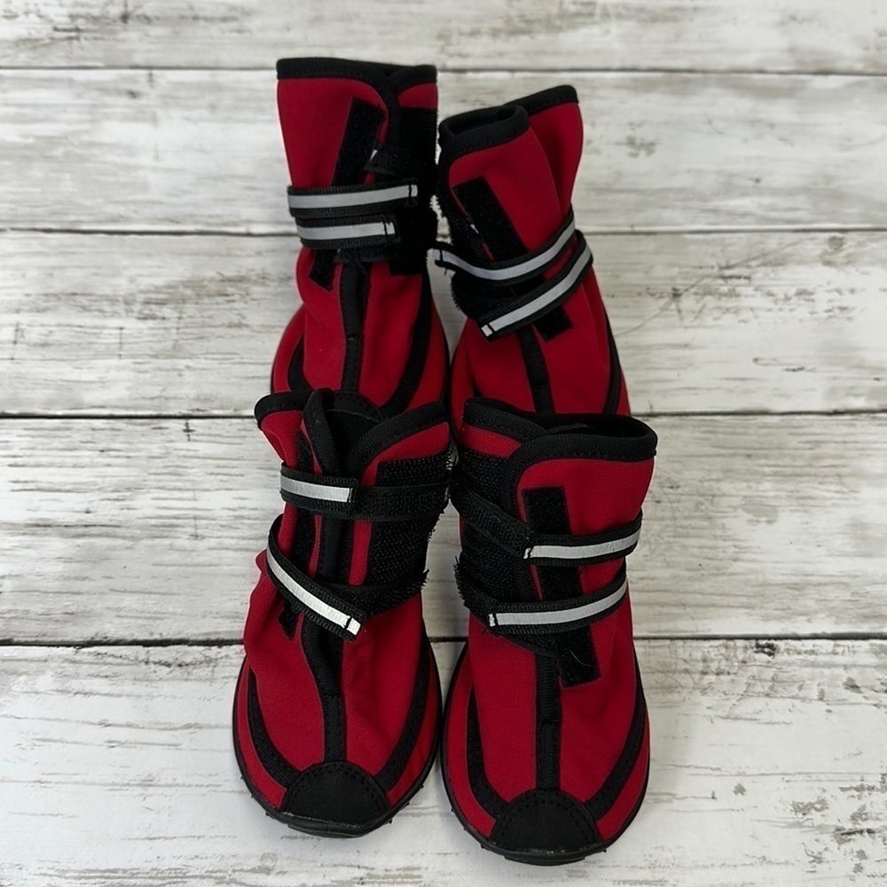 DOG BOOTS RED VELCRO SZ L